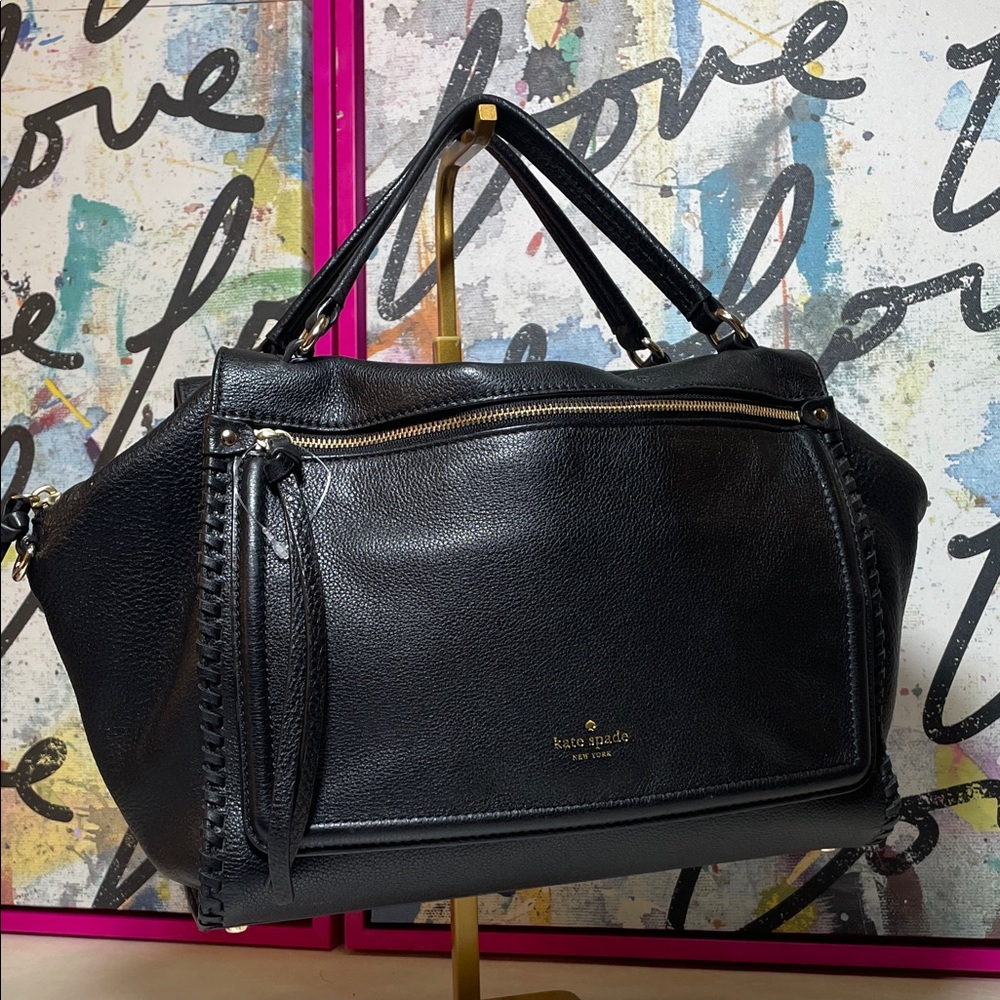 kate spade Ashby Place Abbott Black Leather Satchel with Gold Hardware - Picture 4 of 16